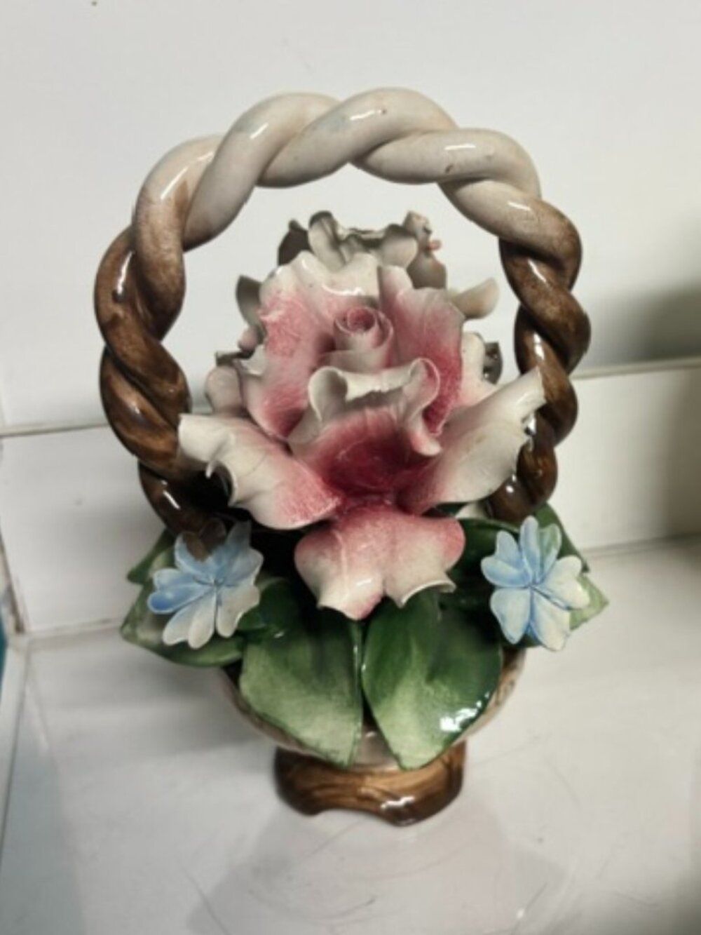 Fab! Vintage Capodimonte Italian Porcelain Floral Basket